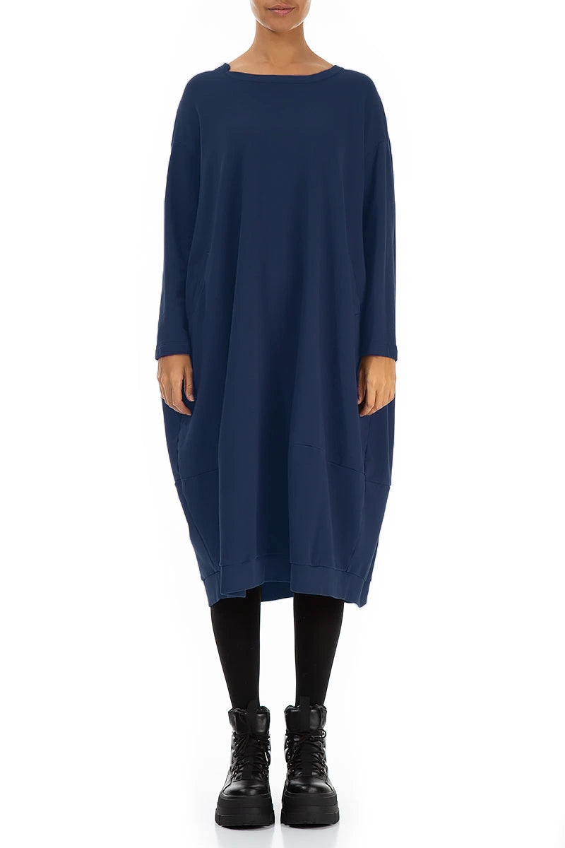Balloon Royal Blue French Terry Cotton Dress 1