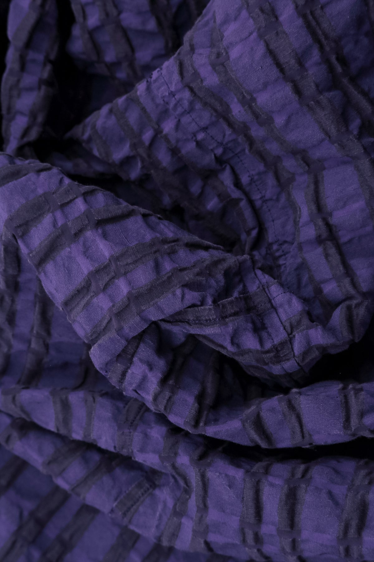 Balloon Royal Purple Checkered Linen Cotton Dress 5
