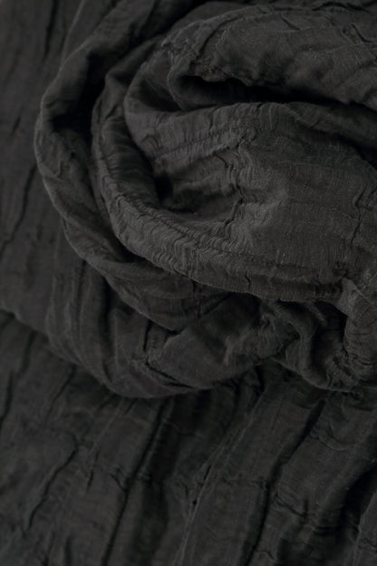 Balloon Shape Crinkled Black Silk Linen Skirt 4