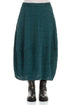 Balloon Shape Crinkled Peacock Silk Linen Skirt 1