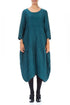 Balloon Textured Peacock Silk Linen Dress 1