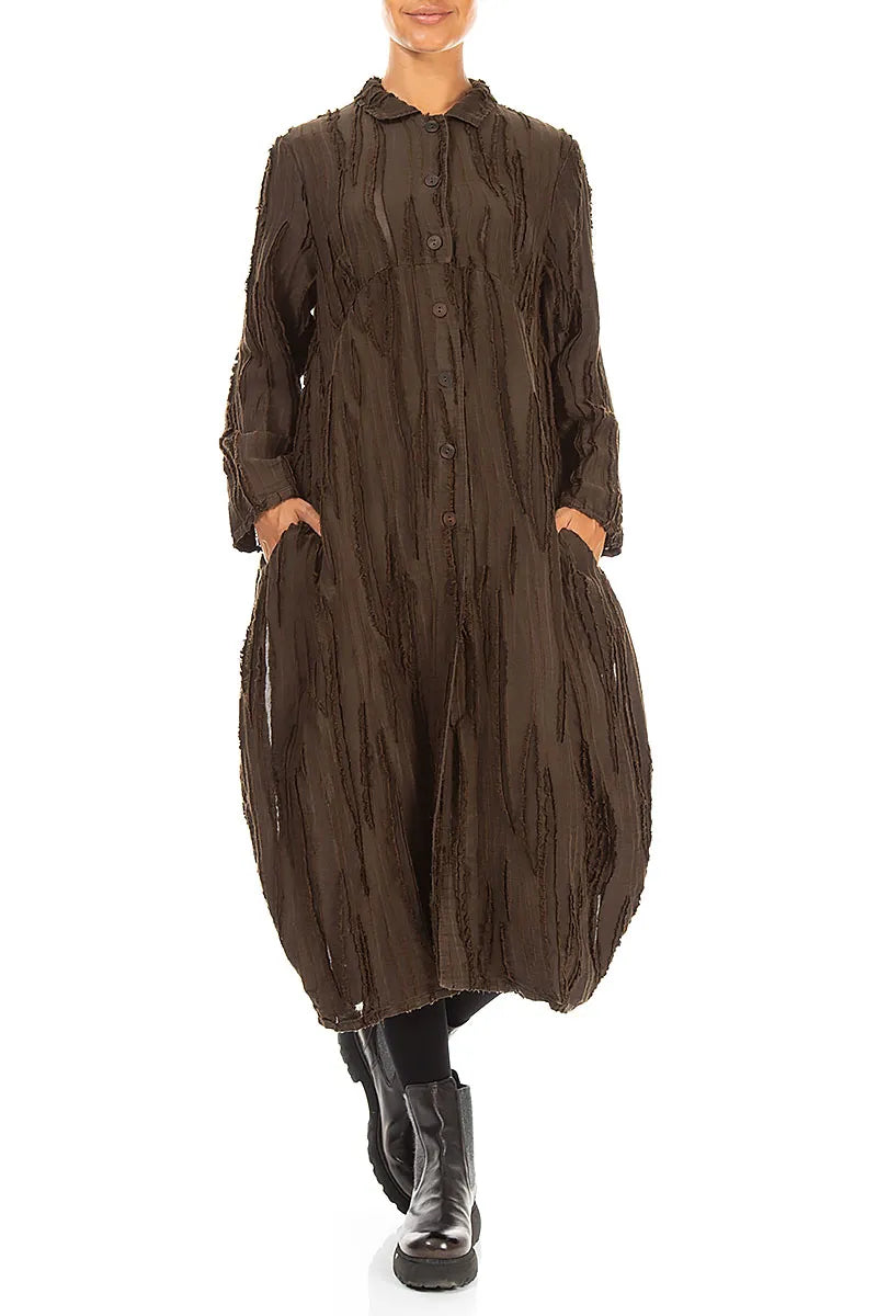 Balloon Truffle Brown Fray Weave Jacket 5