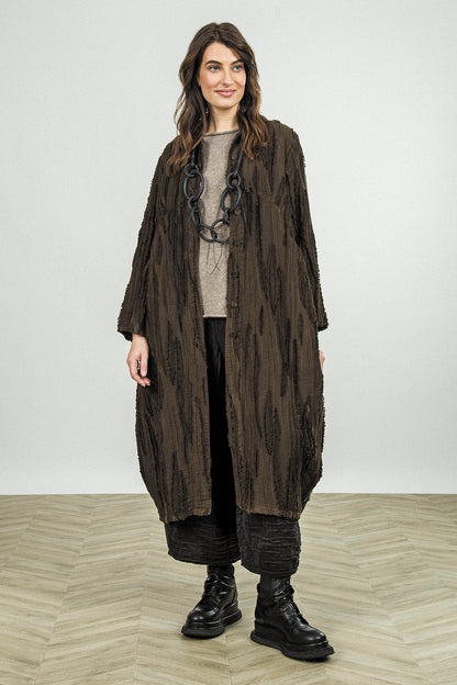 Balloon Truffle Brown Fray Weave Jacket 1