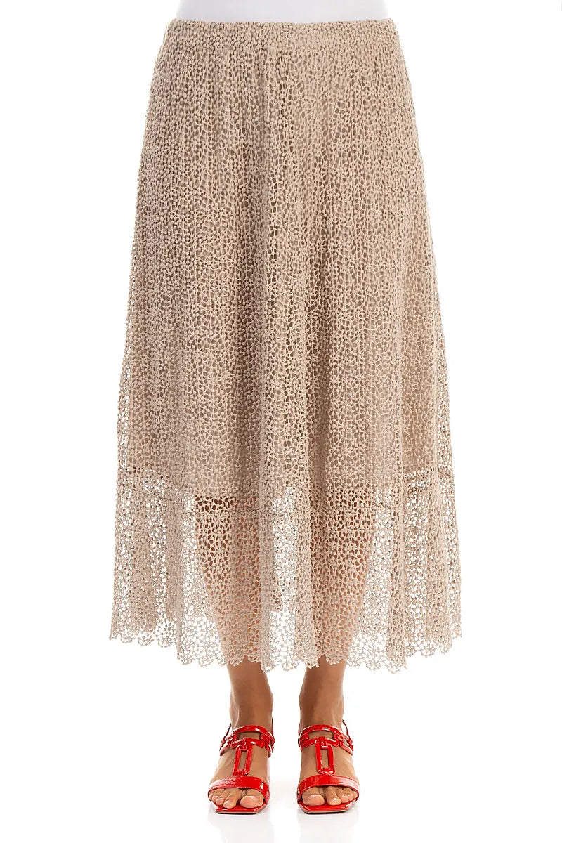 Beige Broderie Cotton Skirt 2