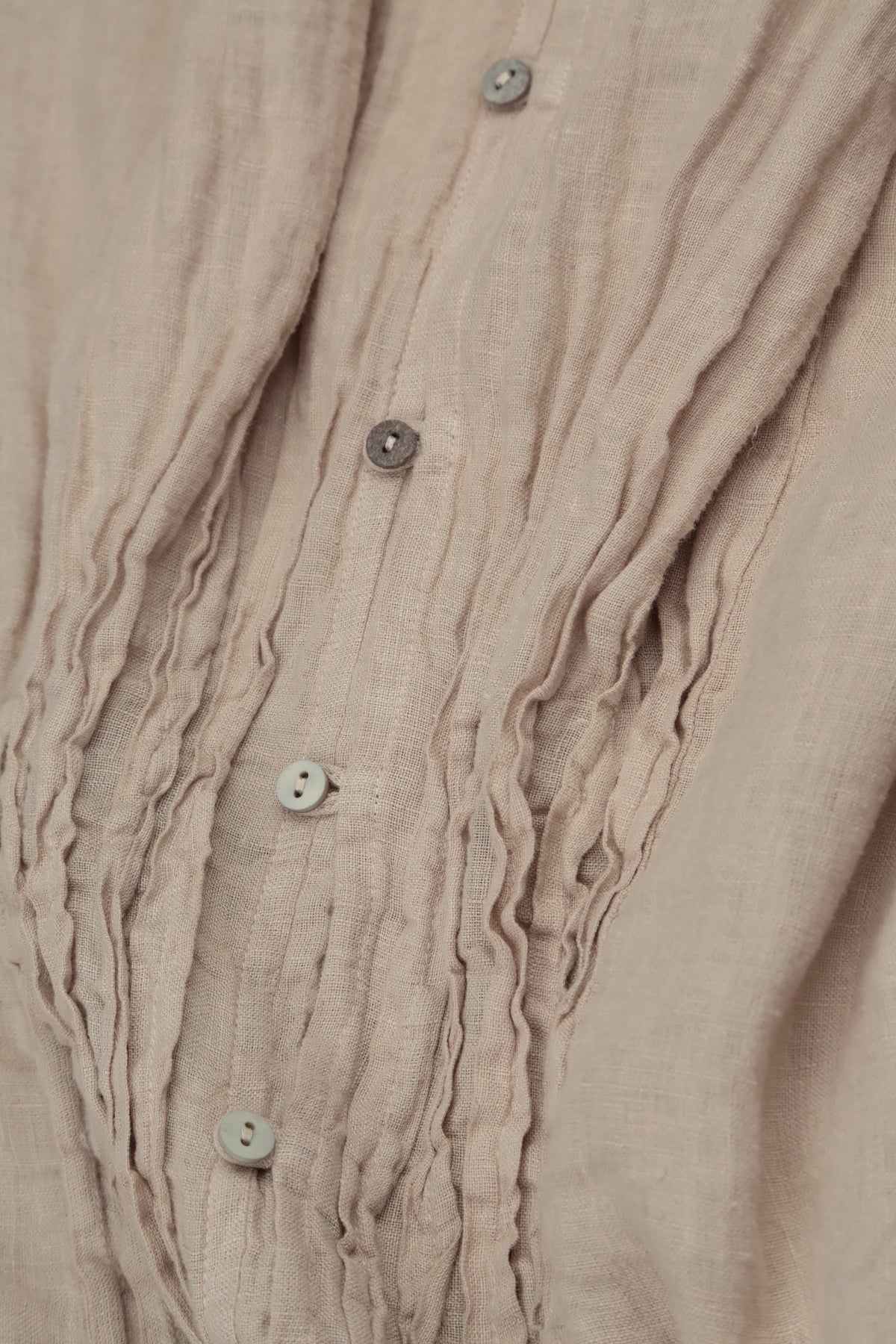 Beige Pintuck Linen Shirt Dress 5