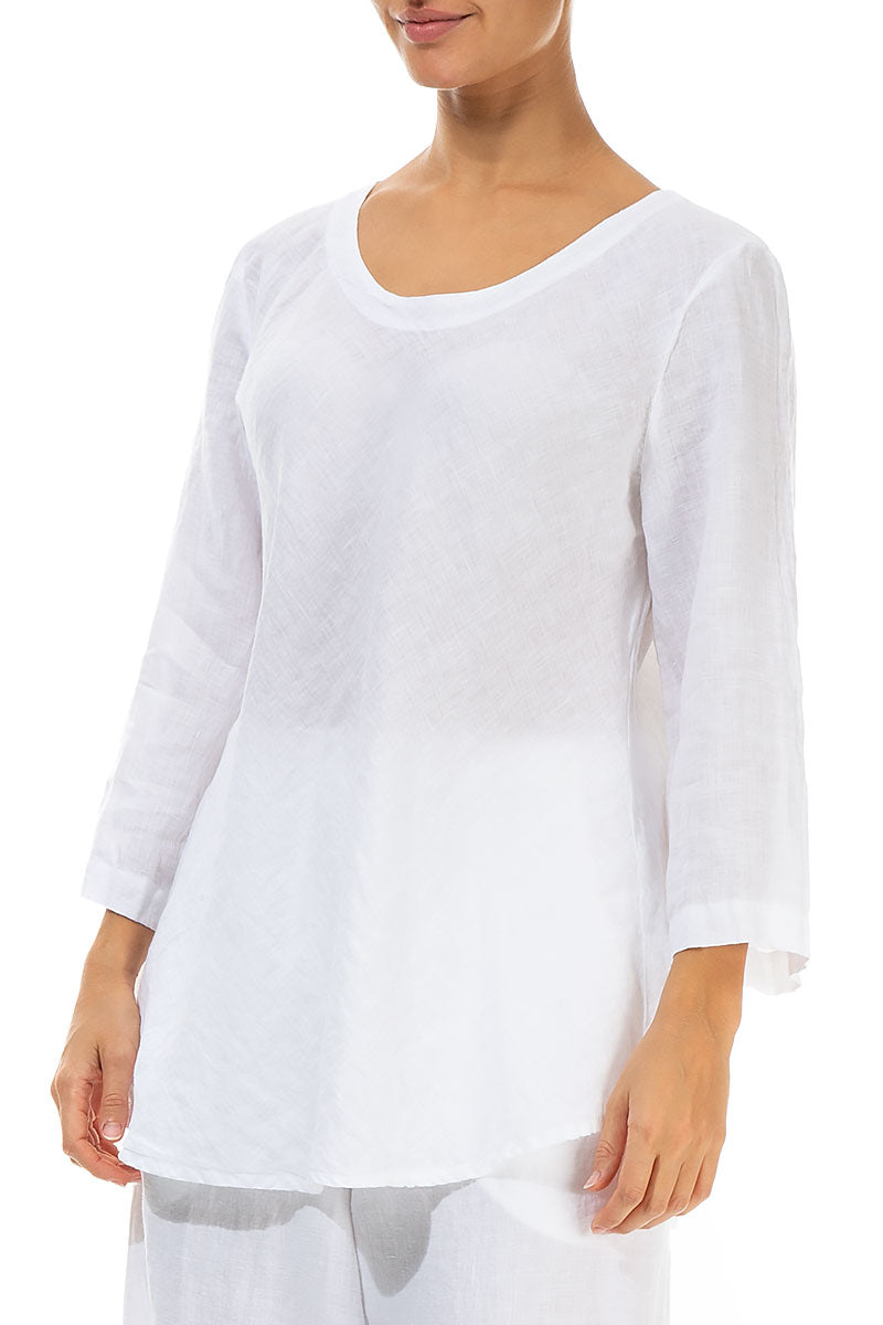 Bell Shape White Linen Blouse 3