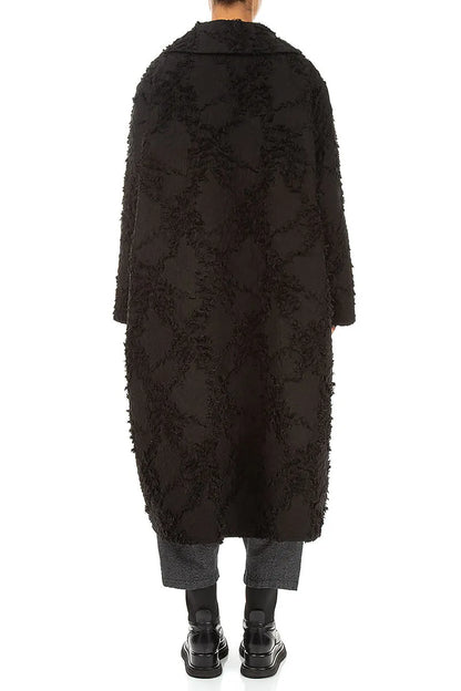 Black Feathered Cocoon Jacket