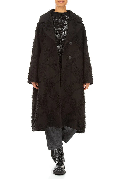 Black Feathered Cocoon Jacket