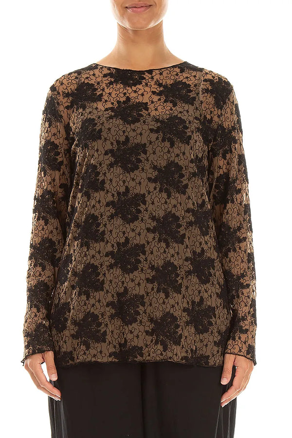 Black Floral Cotton Lace Blouse 1