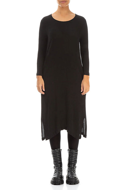 Black Silk Viscose Shift Dress 1