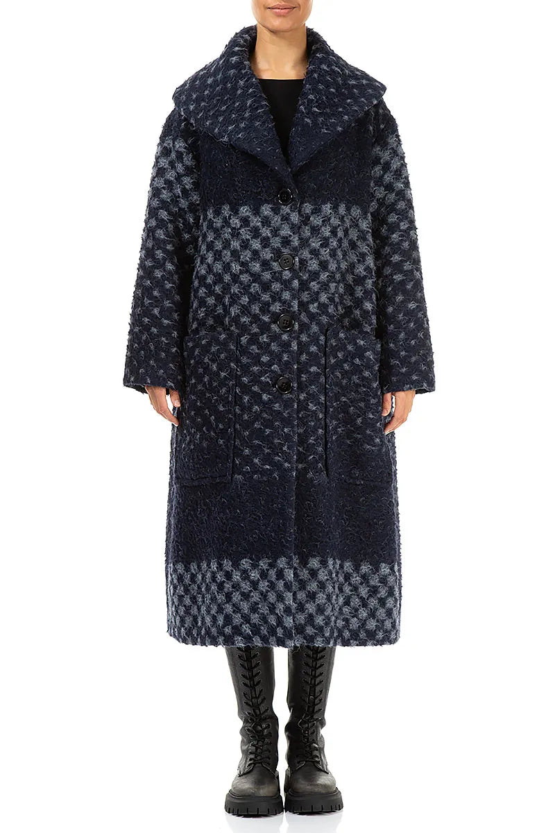 Blue Alpaca Wool Trapeze Coat 2