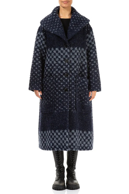 Blue Alpaca Wool Trapeze Coat 2