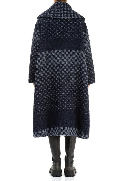 Blue Alpaca Wool Trapeze Coat 3