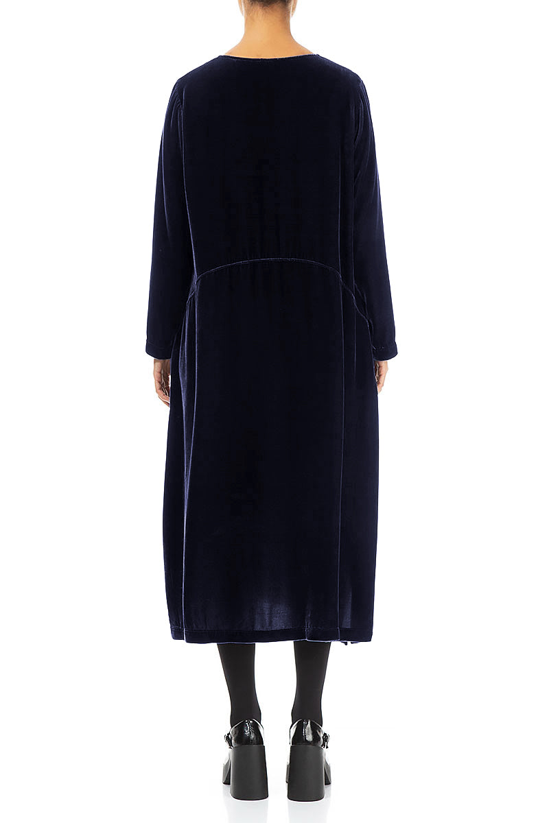 Blue Violet Silk Velvet Shift Dress 2