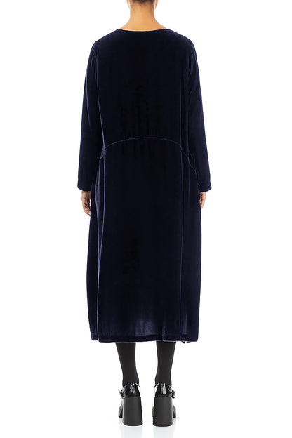 Blue Violet Silk Velvet Shift Dress 2