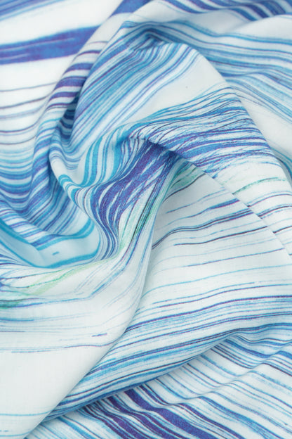 Blue Wash Stripe Silk Bamboo Square Scarf 4