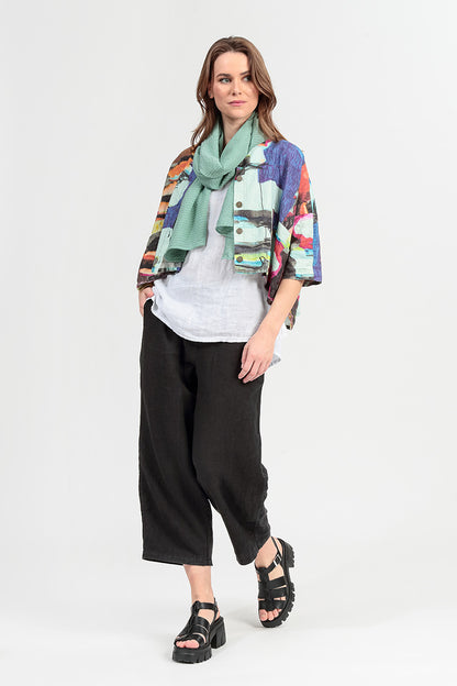 Boxy Abstract Linen Jacket 6