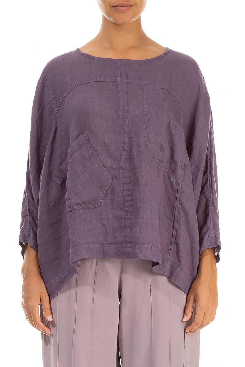 Boxy Amethyst Gauze Linen Blouse 1