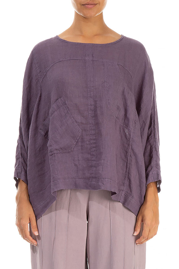 Boxy Amethyst Gauze Linen Blouse 1