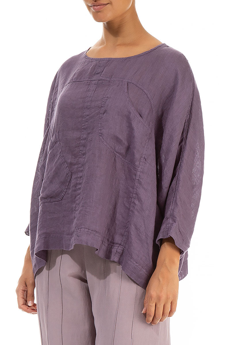 Boxy Amethyst Gauze Linen Blouse 3