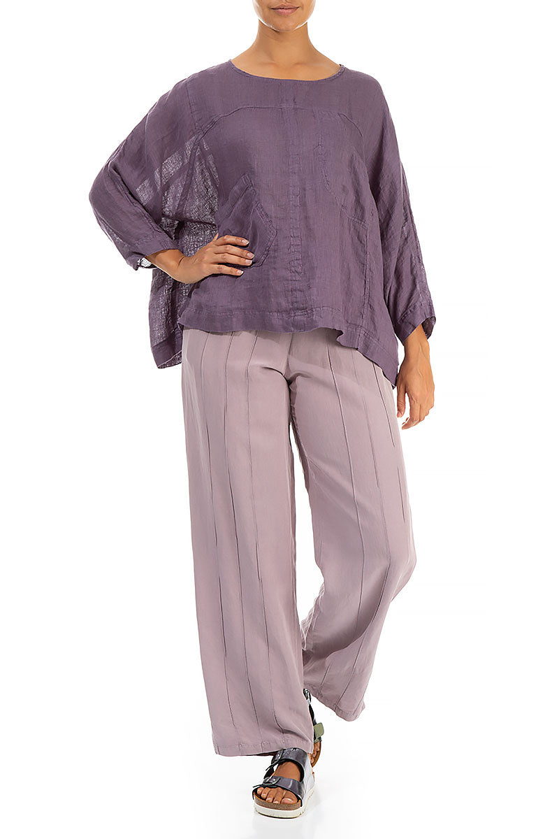 Boxy Amethyst Gauze Linen Blouse 4