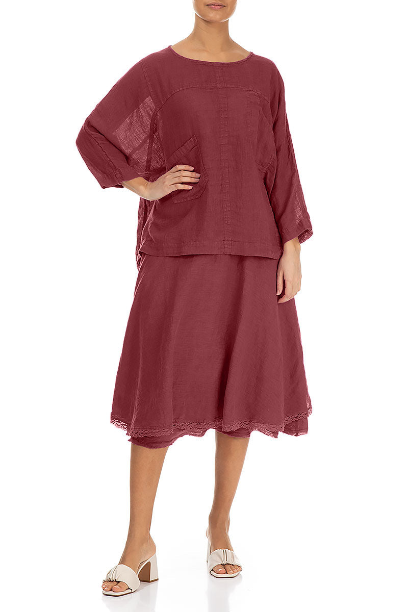 Boxy Antique Ruby Gauze Linen Blouse 4