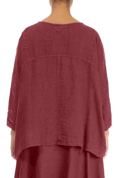 Boxy Antique Ruby Gauze Linen Blouse 2