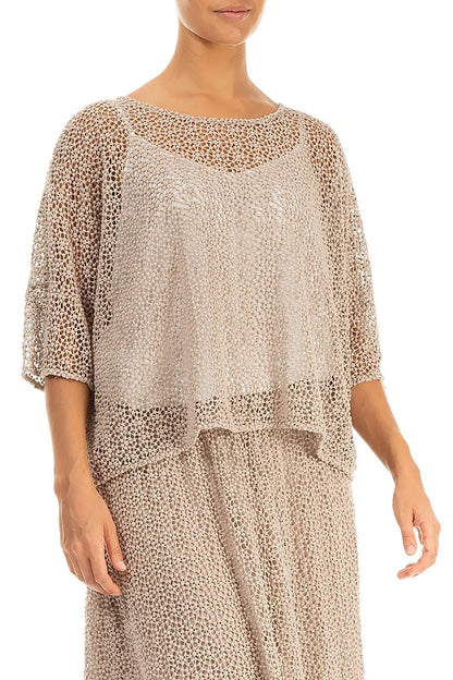Boxy Beige Broderie Cotton Blouse 3