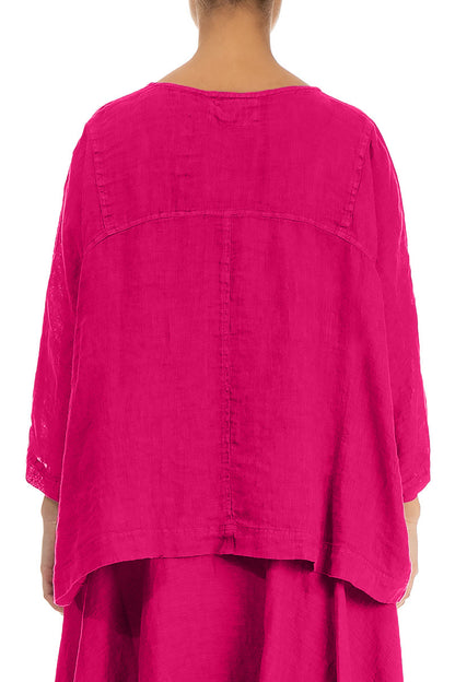 Boxy Fuchsia Gauze Linen Blouse 2