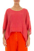 Boxy Pink Orange Check Gauze Linen Blouse 1