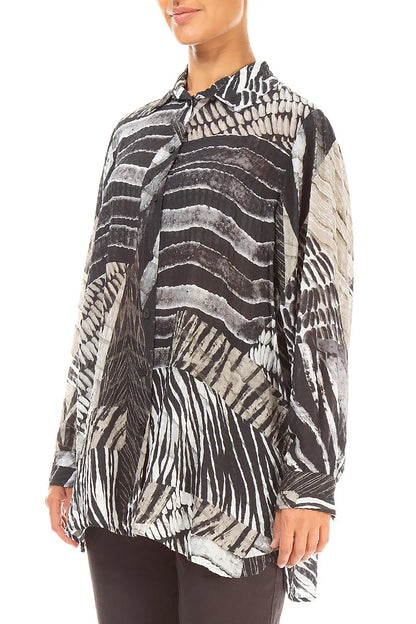 Boxy Wild Ink Textured Silk Shirt 3