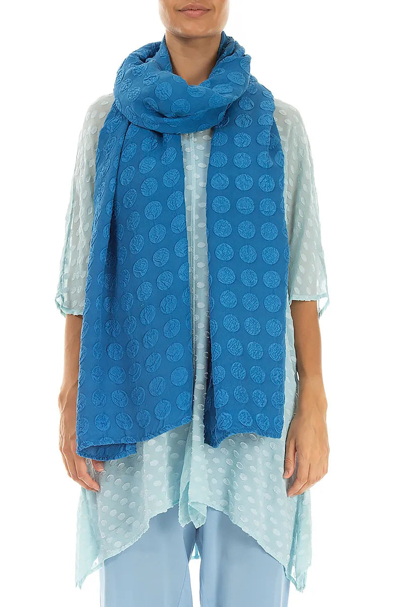 Bubble Cobalt Blue Silk Scarf 1