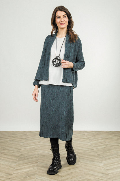 Button Slate Textured Silk Linen Jacket 6
