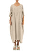 Buttoned Beige Linen Dress 1