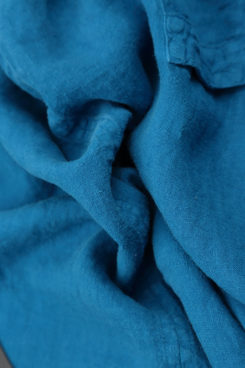 Buttoned Cobalt Blue Linen Jacket 5