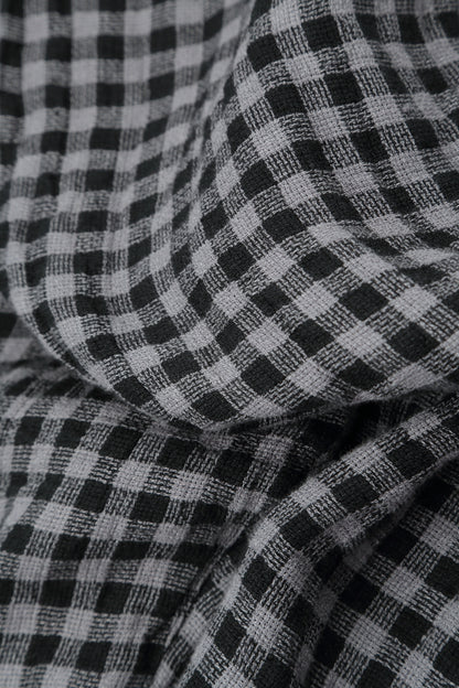 Buttoned Grey Check Linen Dress 5