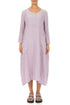 Buttoned Lilac Crinkled Silk Linen Dress 1