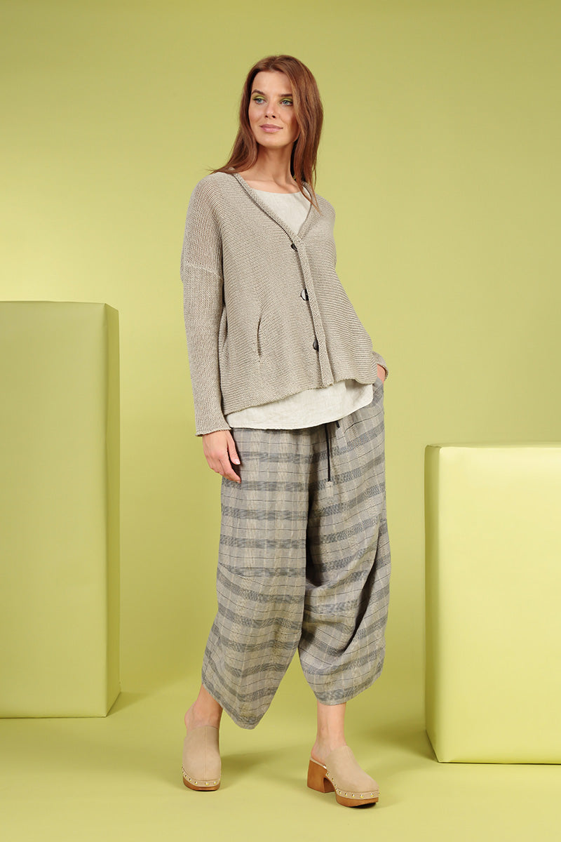 Buttoned Natural Linen Cardigan 6