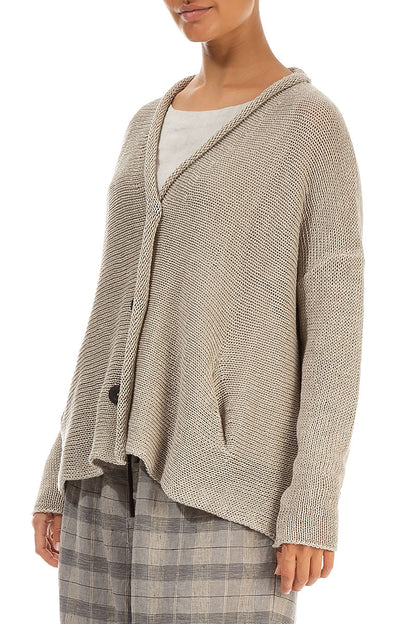Buttoned Natural Linen Cardigan 3