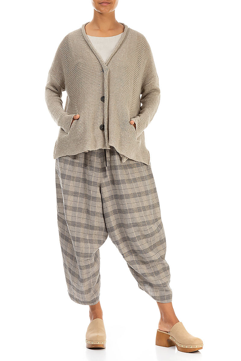 Buttoned Natural Linen Cardigan 4