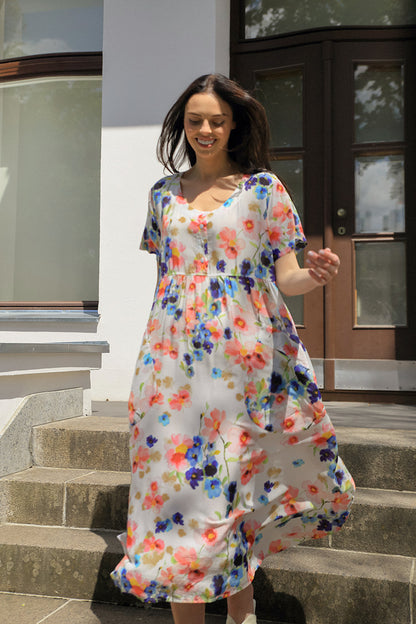 Buttoned Primrose Silk Bamboo Dress 8