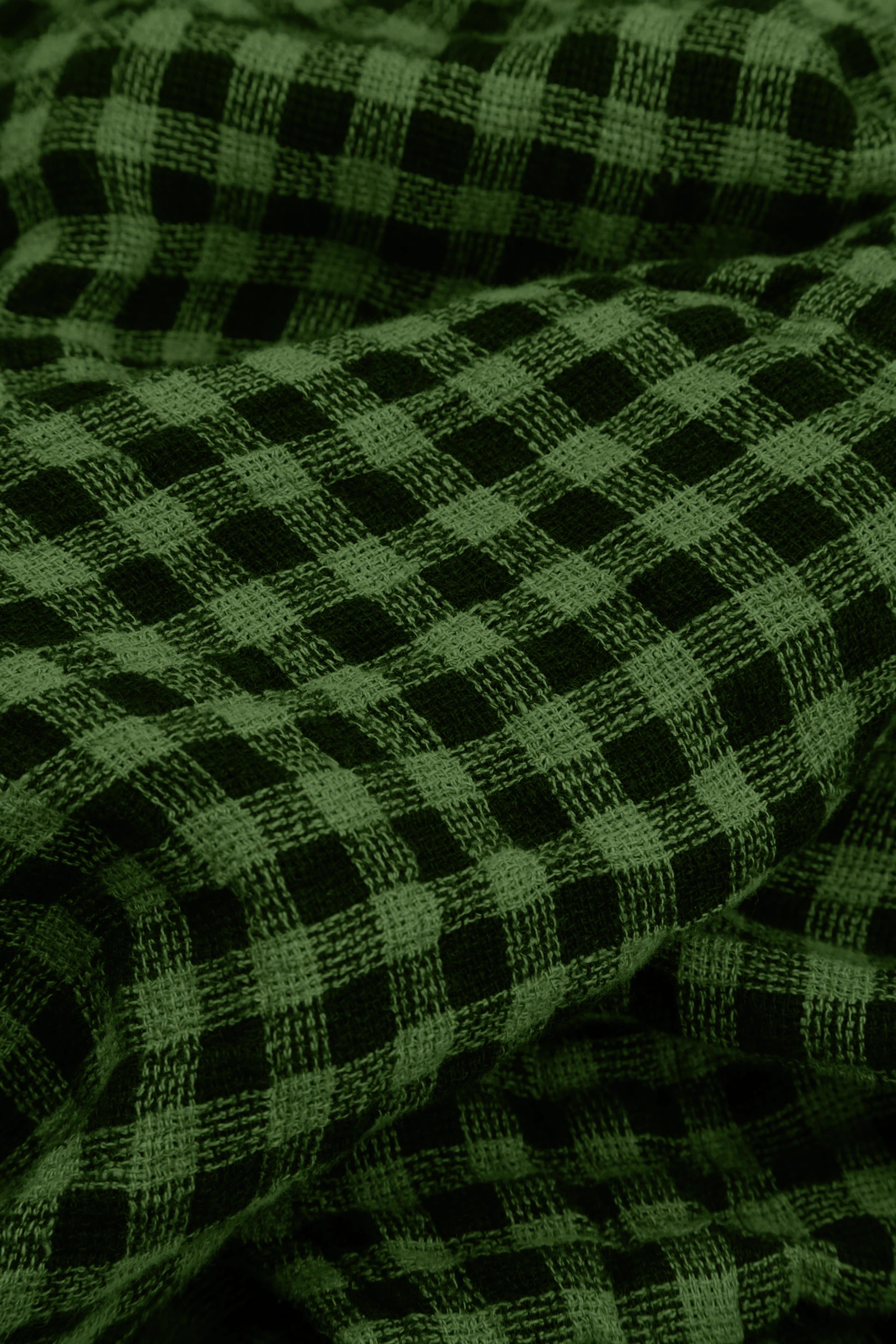 Buttoned Shamrock Green Check Linen Dress