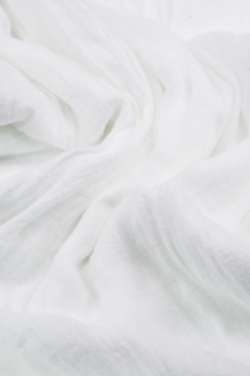 Gather Sleeves White Gauze Linen Shirt 5