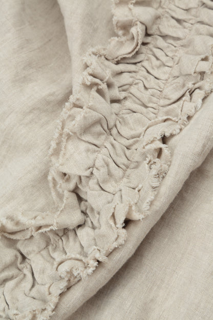 Front Ruffle Natural Linen Blouse 6