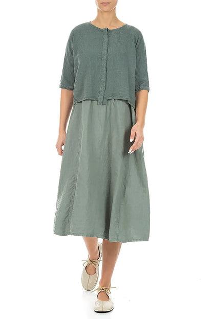 Centre Placket Sage Linen Viscose Jacket 4