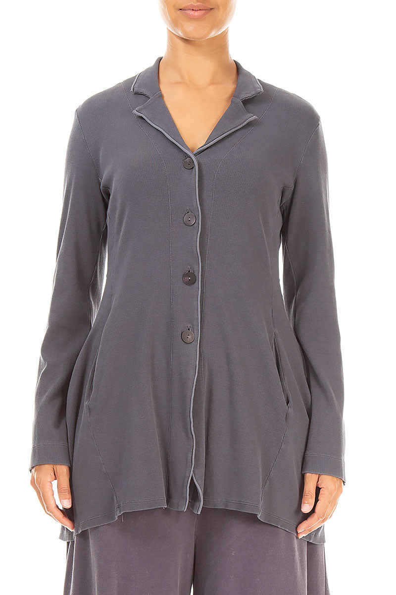 Collar Graphite Old Dye Cotton Jacket 1
