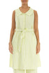 Collar Lime Striped Linen Tunic Dress 1