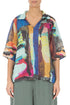Collar Neck Abstract Linen Blouse 1