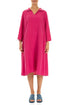 Collar Neck Fuchsia Linen Dress 1