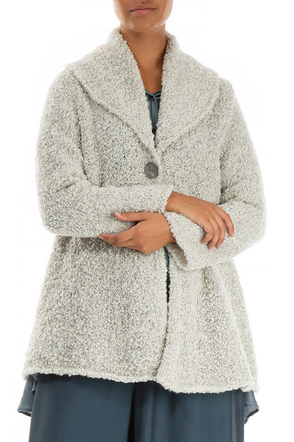 Collar Neck Mélange Pearl Alpaca Wool Cardigan 3